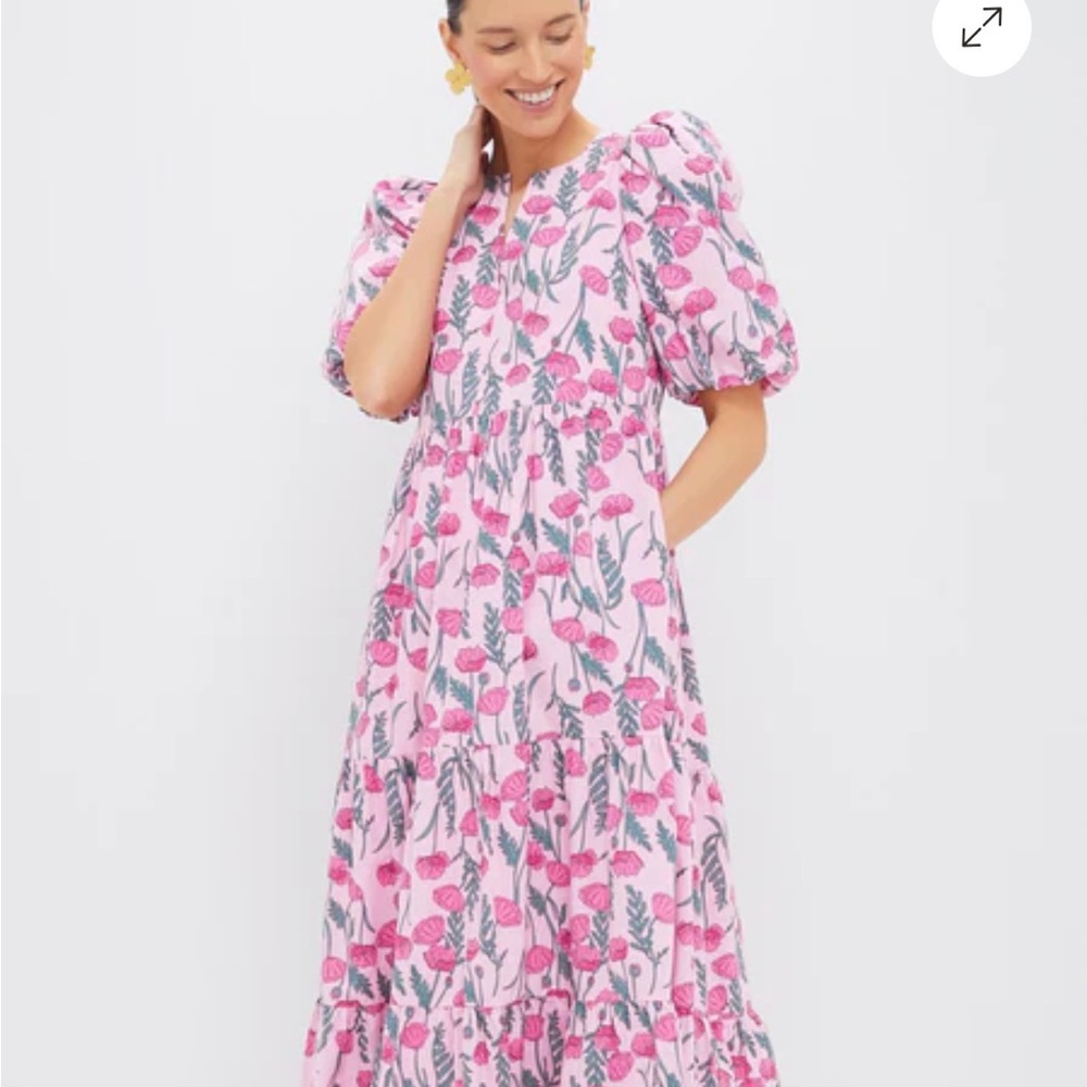 Tuckernuck Pink Amaryllis Floral Cisco Maxi Dress